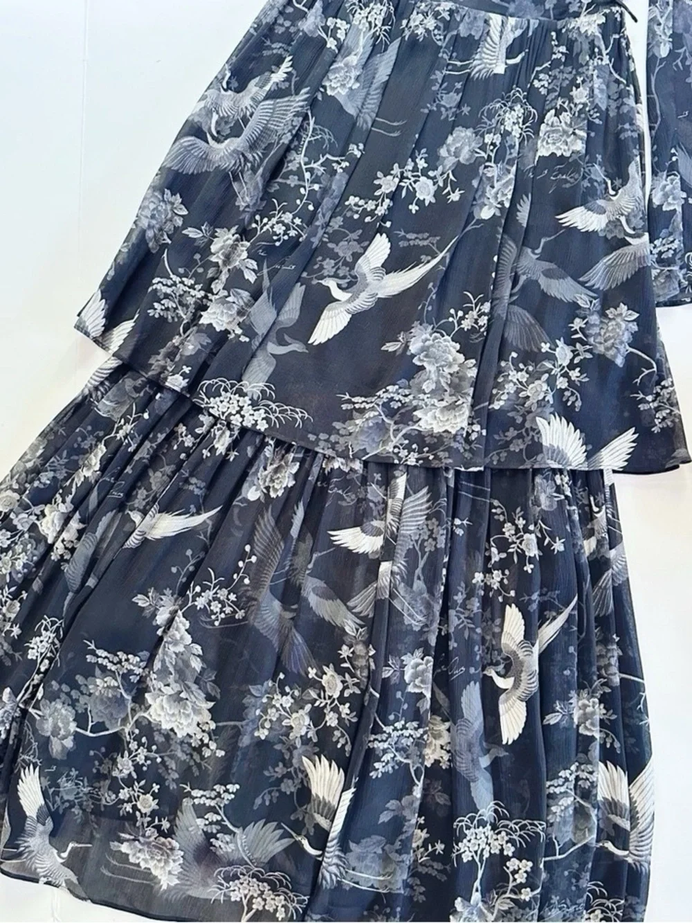 NEW All Saints Women’s Devyn Peggy Floral Print Long Sleeve Maxi Dress Black 0 - Picture 7 of 11
